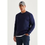 AC&Co / Altınyıldız Classics Erkek Lacı Standart Fit Normal Kesim İçi Polarlı Bisiklet Yaka Sweatshirt Lacivert