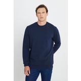 AC&Co / Altınyıldız Classics Erkek Lacivert 2 Iplik Sıcak Tutan Dokulu Standart Fit Normal Kesim Bisiklet Yaka Sweatshirt