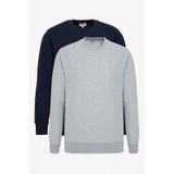 AC&Co / Altınyıldız Classics Erkek Lacivert-g.melanj 2'li Paket Pamuklu Standart Fit Normal Kesim Bisiklet Yaka Sweatshirt Lacivert-g.melanj Lacivert - Gri Melanj
