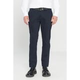 AC&Co / Altınyıldız Classics Erkek Lacivert Kanvas Diz İzi Yapmayan Slim Fit Dar Kesim Yan Cep Esnek Casual Pantolon