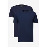 AC&Co / Altınyıldız Classics Erkek Lacıvert-lacıvert 2'li Paket Slim Fit Dar Kesim Pamuklu Basic Tişört