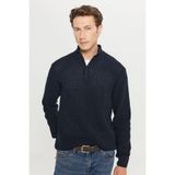 AC&Co Altınyıldız Classics Erkek Lacivert Pamuklu Standart Fit Bato Yaka Jakarlı Triko Kazak 2XL