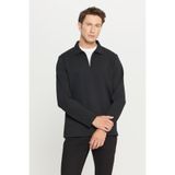 AC&Co / Altınyıldız Classics Erkek Lacivert Pamuklu Standart Fit Normal Kesim Fermuarlı Polo Yaka Sweatshirt