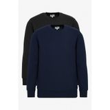 AC&Co / Altınyıldız Classics Erkek Lacivert-Siyah 2'li Paket Pamuklu Standart Fit Normal Kesim Bisiklet Yaka Sweatshirt Lacivert-Siyah Lacivert - Siyah