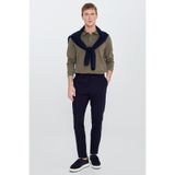 AC&Co / Altınyıldız Classics Erkek Lacivert Slim Fit Dar Kesim Beli Bağlamalı Yan Cepli Casual Jogger Pantolon