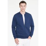 AC&Co / Altınyıldız Classics Erkek Lacivert Standart Fit Içi Polarlı 3 Iplik Fermuarlı Kolej Yaka Pamuklu Sweatshirt Ceket