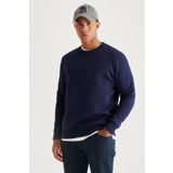 AC&Co / Altınyıldız Classics Erkek Lacivert Standart Fit Normal Kesim Içi Polarlı 3 Iplik Bisiklet Yaka Pamuklu Sweatshirt