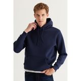 AC&Co / Altınyıldız Classics Erkek Lacivert Standart Fit Normal Kesim Kapüşonlu Kanguru Cepli Pamuklu Sweatshirt
