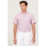 AC&Co / Altınyıldız Classics Erkek Lıla Slim Fit Dar Kesim Gizli Düğme Yaka Kısa Kollu Gömlek