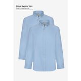 AC&Co / Altınyıldız Classics Erkek Mavı 2'li Pamuklu Kolay Ütülenebilir Slim Fit Dar Kesim Oxford Gömlek Paketi
