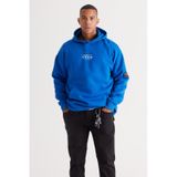AC&Co / Altınyıldız Classics Erkek Mavı Oversize Fit Bol Kesim Kapüşonlu İçi Polarlı Pamuklu Sweatshirt Mavi