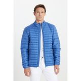 AC&Co / Altınyıldız Classics Erkek Mavı Sıcak Tutan Standart Fit Normal Kesim Dik Yaka Yan Cepli Mont Mavi