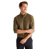 AC&Co / Altınyıldız Classics Erkek Oxford Haki Düğmeli Yaka Kolay Ütülenebilir Pamuklu Slim Fit Dar Kesim Gömlek Haki, XL