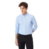 AC&Co / Altınyıldız Classics Erkek Oxford Mavi Düğmeli Yaka Kolay Ütülenebilir Pamuklu Slim Fit Dar Kesim Gömlek Mavi, M