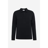 Ac&Co / Altınyıldız Classics Erkek Pamuklu Slim Fit Dar Kesim Uzun Kollu Esnek Polo Yaka Tişört Siyah