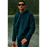 AC&Co / Altınyıldız Classics Erkek Petrol Oversize Bol Kesim Kapüşonlu Sherpa Sweatshirt Polar