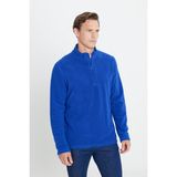 AC&Co / Altınyıldız Classics Erkek Saks Mavi Anti-pilling Tüylenme Yapmayan Isı Koruyan Standart Fit Dik Yaka Polar Sweatshirt