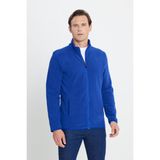 AC&Co / Altınyıldız Classics Erkek Saks Mavi Anti-pilling Tüylenme Yapmayan Standart Fit Dik Bato Yaka Sweatshirt Polar Ceket