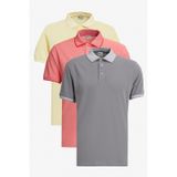 AC&Co / Altınyıldız Classics Erkek Sarı Beyaz-grı-nar Cıcegı Slim Fit Dar Kesim 3 'lü Kıvrılmaz Polo Yaka Tişört Çok Renkli