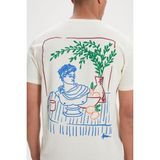 AC&Co / Altınyıldız Classics Erkek Sarı Standart Fit Normal Kesim %100 Pamuk Yumuşak Dokulu Baskılı Bisiklet Yaka Tişört