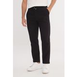 AC&Co / Altınyıldız Classics Erkek Siyah %100 Pamuk Slim Fit Dar Kesim Beli Bağlamalı Yan Cepli Pantolon
