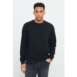 AC&Co / Altınyıldız Classics Erkek Siyah 2 Iplik Dokulu Sıcak Tutan Standart Fit Normal Kesim Bisiklet Yaka Sweatshirt