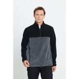 AC&Co Altınyıldız Classics Erkek Siyah Açık Melanj Anti-Pilling Dik Yaka Polar Sweatshirt 2XL
