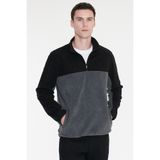 AC&Co / Altınyıldız Classics Erkek Siyah-Açık Melanj Anti-Pilling Tüylenme Yapmayan Standart Fit Dik Yaka Polar Sweatshirt