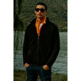 AC&Co / Altınyıldız Classics Erkek Siyah Anti-pilling Tüylenme Yapmayan Standart Fit Dik Bato Yaka Sweatshirt Polar Ceket