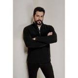 AC&Co / Altınyıldız Classics Erkek Sıyah Anti-pilling Tüylenme Yapmayan Standart Fit Dik Yaka Polar Sweatshirt Siyah