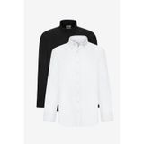 AC&Co / Altınyıldız Classics Erkek Sıyah-beyaz 2'li Pamuklu Kolay Ütülenebilir Slim Fit Dar Kesim Oxford Gömlek Paketi Siyah - Beyaz