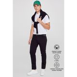 AC&Co / Altınyıldız Classics Erkek Siyah Diz İzi Yapmayan Slim Fit Dar Kesim 5 Cep Pamuklu Kanvas Esnek Casual Pantolon