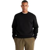 AC&Co / Altınyıldız Classics Erkek Siyah Oversize Fit Bol Kesim Pamuklu Içi Polarlı 3 Iplik Bisiklet Yaka Sweatshirt Siyah, M