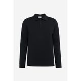 Ac&Co / Altınyıldız Classics Erkek Sıyah Pamuklu Slim Fit Dar Kesim Uzun Kollu Esnek Polo Yaka Tişört Sıyah