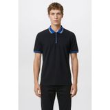 AC&Co / Altınyıldız Classics Erkek Siyah-Saks Regular Fit Geniş Kesim Polo Yaka %100 Pamuk Tişört