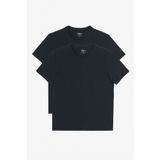 AC&Co / Altınyıldız Classics Erkek Siyah-siyah 2'li V Yaka %100 Pamuk Slim Fit Dar Kesim Basic Tişört