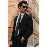 AC&Co / Altınyıldız Classics Erkek Sıyah Slim Fit Dar Kesim Mono Yaka Takım Elbise Siyah