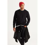 AC&Co / Altınyıldız Classics Erkek Sıyah Standart Fit Normal Kesim İçi Polarlı Bisiklet Yaka Sweatshirt