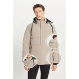 AC&Co / Altınyıldız Classics Erkek Vızon Standart Fit Normal Kesim Dik Yaka Kapüşonlu Yan Cepli Casual Mont VIZON