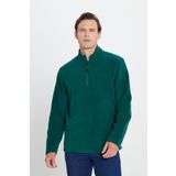 AC&Co / Altınyıldız Classics Erkek Yeşil Anti-pilling Tüylenme Yapmayan Standart Fit Dik Yaka Soğuk Geçirmez Polar Sweatshirt