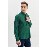 AC&Co / Altınyıldız Classics Erkek Yeşil-lacivert Slim Fit Dar Kesim Düğmeli Yaka Pötikareli Flanel Oduncu Gömlek Yeşil - Lacivert