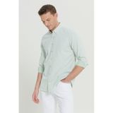 AC&Co / Altınyıldız Classics Erkek Yesıl Slim Fit Dar Kesim Klasik Yaka Pamuklu Armürlü Gömlek Yesıl Yeşil