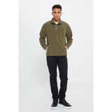 AC&Co / Altınyıldız Classics Haki Loose Fit Dik Bato Yaka Jakarlı Yumuşak Tuşeli Polar Sweatshirt