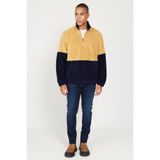 AC&Co / Altınyıldız Classics Hardal-lacivert Standart Fit Dik Bato Yaka Kanguru Cepli Çift Renkli Sherpa Polar Sweatshirt
