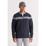 AC&Co / Altınyıldız Classics Indıgo Oversize Fermuarlı Kolej Yaka İçi Polarlı Hırka Sweatshirt