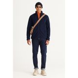 AC&Co / Altınyıldız Classics Lacivert Anti-pilling Tüylenme Yapmayan Standart Fit Dik Bato Yaka Sweatshirt Polar Ceket