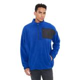 AC&Co / Altınyıldız Classics Oversize Bol Kesim Bato Yaka Cep Detaylı Fermuarlı Soğuk Geçirmez Polar Sweatshirt, Renk Saks Mavi, Beden M