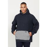 AC&Co / Altınyıldız Classics Oversize Bol Kesim Kapüşonlu Desenli Pamuklu Sweatshirt, Renk Indigo Melanj, Beden M