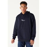 AC&Co / Altınyıldız Classics Oversize Bol Kesim Kapüşonlu Pamuklu Baskılı Sweatshirt, Renk Lacivert, Beden L