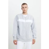 AC&Co / Altınyıldız Classics Oversize Bol Kesim Kolej Yaka Desenli Sweatshirt, Renk Açık Gri, Beden S